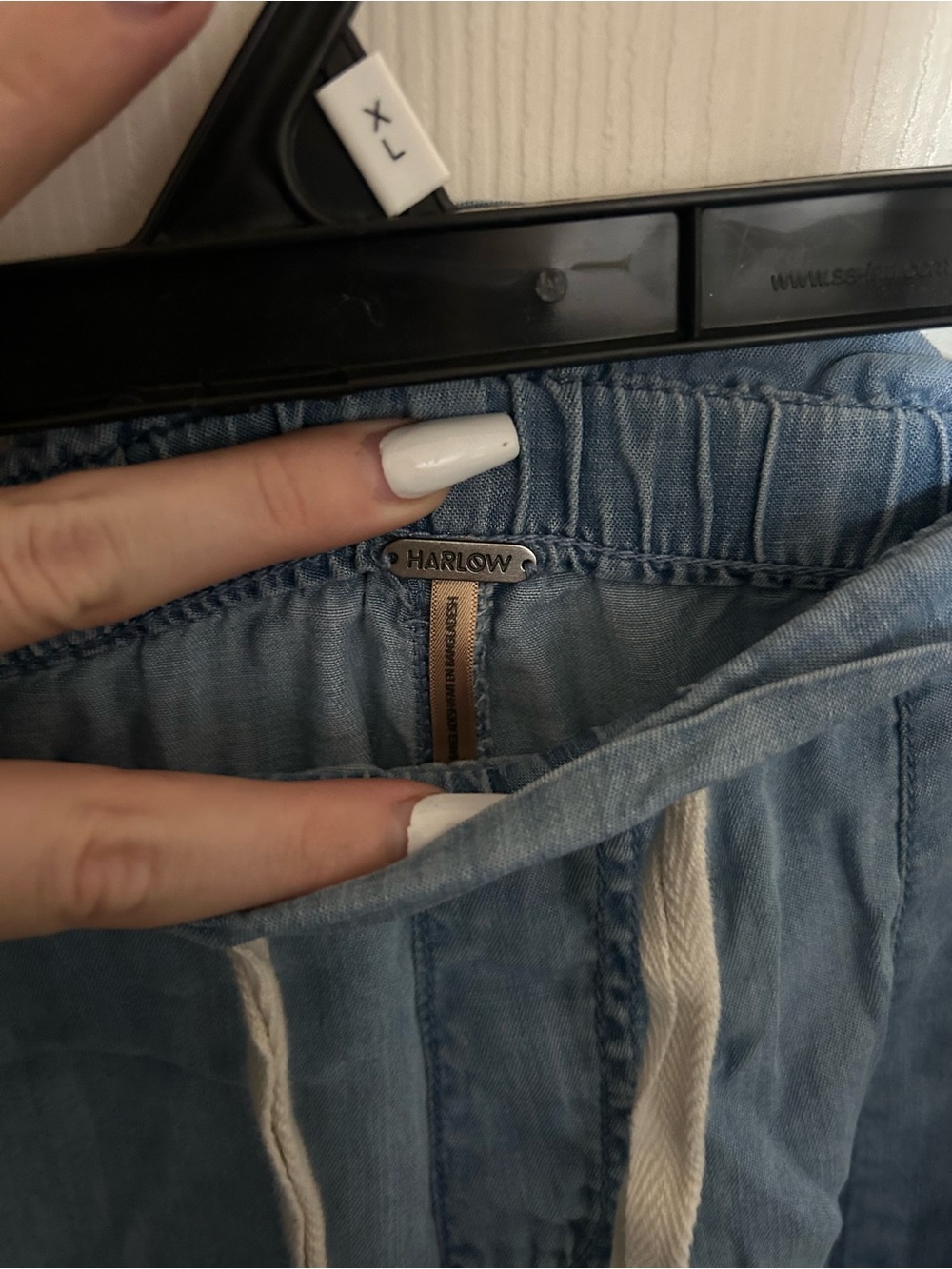 Harlow Drawstring Chambray Pants - Picture 4 of 7